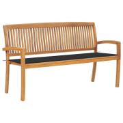 vidaXL Stablebenk med pute 159 cm heltre teak