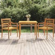 vidaXL Hagespisegruppe 3 deler heltre teak