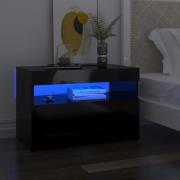 vidaXL Nattbord & LED-lys 2 stk høyglans svart 60x35x40 cm