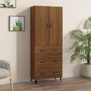 vidaXL Highboard brun eik 69,5x34x180 cm konstruert tre