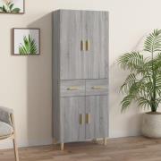 vidaXL Highboard grå sonoma 69,5x34x179 cm konstruert tre