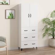 vidaXL Highboard hvit 69,5x34x180 cm konstruert tre