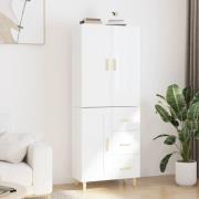 vidaXL Highboard høyglans hvit 69,5x34x180 cm konstruert tre