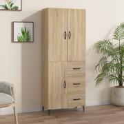 vidaXL Highboard sonoma eik 69,5x34x180 cm konstruert tre