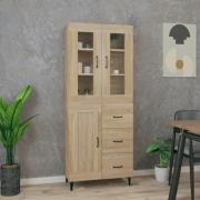 vidaXL Highboard sonoma eik 69,5x34x180 cm konstruert tre