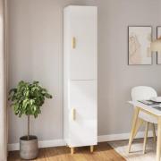 vidaXL Highboard høyglans hvit 34,5x34x180 cm konstruert tre