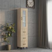 vidaXL Highboard sonoma eik 34,5x34x180 cm konstruert tre