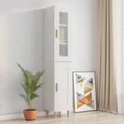 vidaXL Highboard høyglans hvit 34,5x34x180 cm konstruert tre