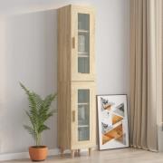 vidaXL Highboard sonoma eik 34,5x34x180 cm konstruert tre