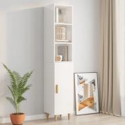 vidaXL Highboard høyglans hvit 34,5x34x180 cm konstruert tre