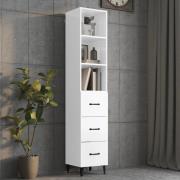 vidaXL Highboard høyglans hvit 34,5x34x180 cm konstruert tre