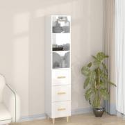 vidaXL Highboard høyglans hvit 34,5x34x180 cm konstruert tre