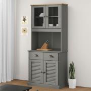 vidaXL Highboard VIGO grå 78x40x175 cm heltre furu