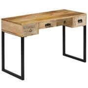 vidaXL Skrivebord heltre mango og ekte lær 117x50x76 cm