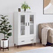 vidaXL Highboard høyglans hvit 69,5x31x115 cm konstruert tre