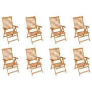 vidaXL Hagelenestoler 8 stk heltre teak