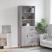 vidaXL Highboard grå sonoma 69,5x34x180 cm konstruert tre