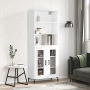 vidaXL Highboard høyglans hvit 69,5x34x180 cm konstruert tre