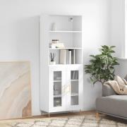 vidaXL Highboard høyglans hvit 69,5x34x180 cm konstruert tre