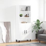 vidaXL Highboard høyglans hvit 69,5x34x180 cm konstruert tre