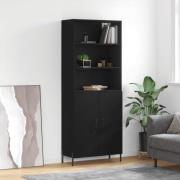 vidaXL Highboard svart 69,5x34x180 cm konstruert tre