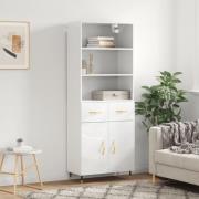 vidaXL Highboard høyglans hvit 69,5x34x180 cm konstruert tre