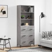 vidaXL Highboard grå sonoma 69,5x34x180 cm konstruert tre