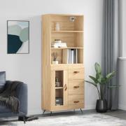 vidaXL Highboard sonoma eik 69,5x34x180 cm konstruert tre