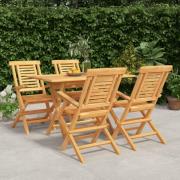 vidaXL Hagespisegruppe 5 deler heltre teak