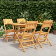 vidaXL Hagespisegruppe 5 deler heltre teak