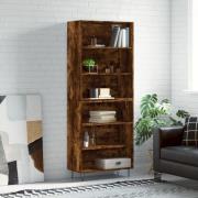 vidaXL Highboard røkt eik 69,5x32,5x180 cm konstruert tre