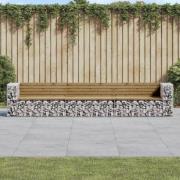 vidaXL Hagebenk gabiondesign 347x71x65,5 cm impregnert furu