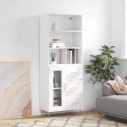 vidaXL Highboard høyglans hvit 69,5x34x180 cm konstruert tre