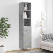 vidaXL Highboard betonggrå 34,5x34x180 cm konstruert tre