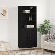 vidaXL Highboard svart 69,5x34x180 cm konstruert tre