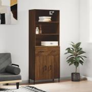 vidaXL Highboard brun eik 69,5x34x180 cm konstruert tre