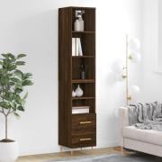 vidaXL Highboard brun eik 34,5x34x180 cm konstruert tre