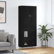 vidaXL Highboard svart 69,5x34x180 cm konstruert tre