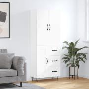 vidaXL Highboard høyglans hvit 69,5x34x180 cm konstruert tre