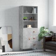 vidaXL Highboard betonggrå 69,5x34x180 cm konstruert tre