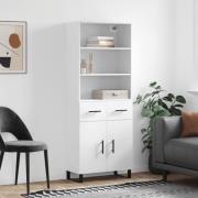 vidaXL Highboard hvit 69,5x34x180 cm konstruert tre