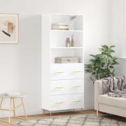 vidaXL Highboard høyglans hvit 69,5x34x180 cm konstruert tre