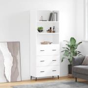 vidaXL Highboard høyglans hvit 69,5x34x180 cm konstruert tre