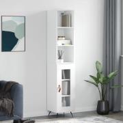 vidaXL Highboard høyglans hvit 34,5x34x180 cm konstruert tre