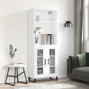 vidaXL Highboard høyglans hvit 69,5x34x180 cm konstruert tre