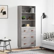 vidaXL Highboard grå sonoma 69,5x34x180 cm konstruert tre