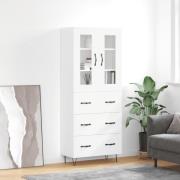 vidaXL Highboard høyglans hvit 69,5x34x180 cm konstruert tre