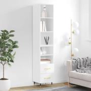 vidaXL Highboard høyglans hvit 34,5x34x180 cm konstruert tre