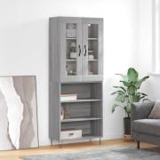 vidaXL Highboard grå sonoma 69,5x34x180 cm konstruert tre