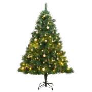 vidaXL Kunstig hengslet juletre med 300 LED og kulesett 240 cm